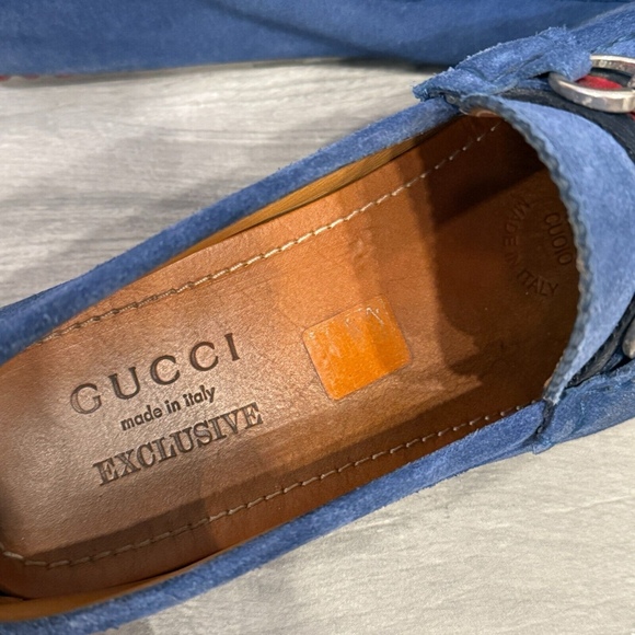 Gucci Blue Suede Driers with BRB Web and Horsebit Details, Gucci Sz 7G, US 9/9.5 main image 6